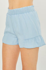 Elastic Waist Woven Solid Shorts