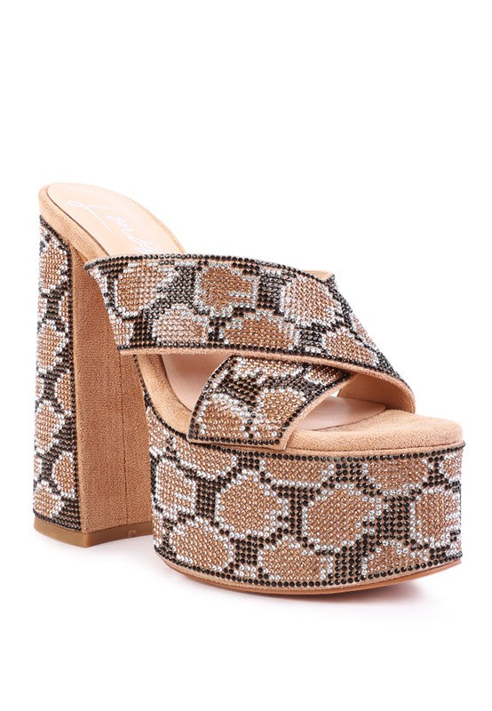 SINFUL High Platform Patterned Diamante Slides king-general-store-5710.myshopify.com