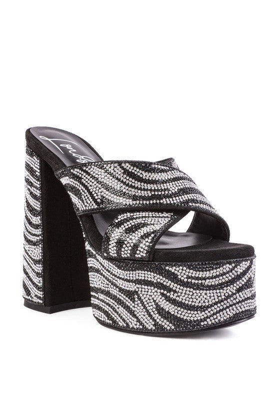 SINFUL High Platform Patterned Diamante Slides king-general-store-5710.myshopify.com