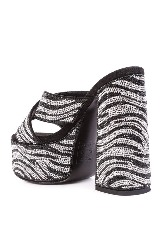 SINFUL High Platform Patterned Diamante Slides king-general-store-5710.myshopify.com