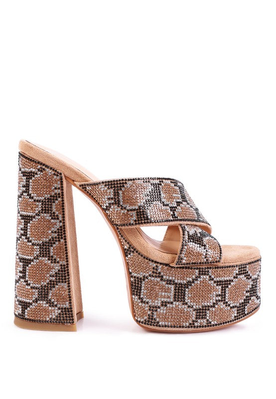 SINFUL High Platform Patterned Diamante Slides king-general-store-5710.myshopify.com