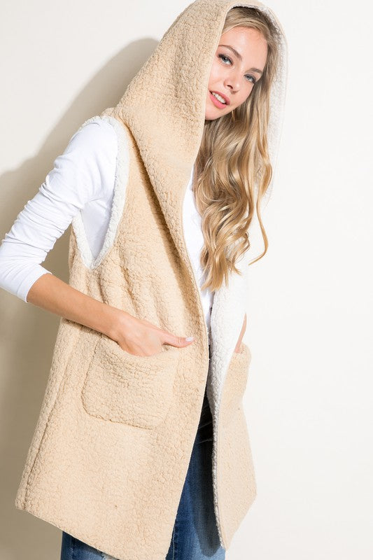 Oversized Sherpa Long Vest