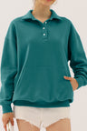 Ninexis Full Size Quarter-Button Collared Sweatshirt