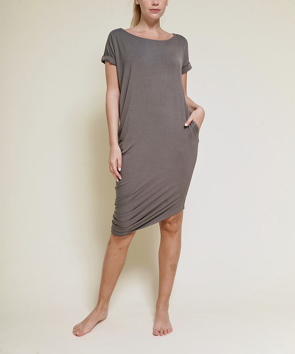 BAMBOO Asymmetrical Dolman Dress with Pockets king-general-store-5710.myshopify.com