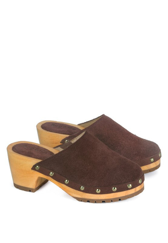 CEDRUS FINE SUEDE STUDDED CLOG MULES king-general-store-5710.myshopify.com