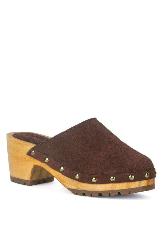 CEDRUS FINE SUEDE STUDDED CLOG MULES king-general-store-5710.myshopify.com