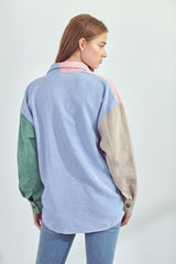 Pink Blue Color Block Shirt king-general-store-5710.myshopify.com