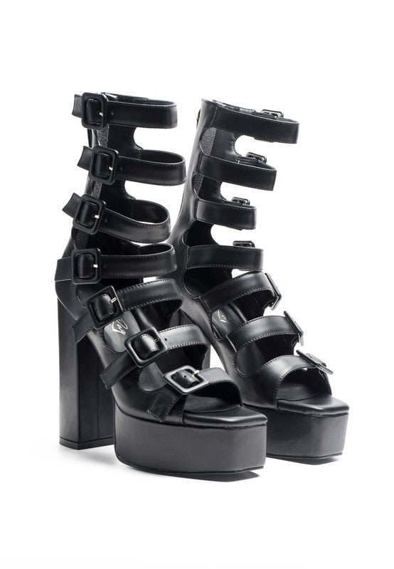 London Rag Sarouchi Caged High Heel Buckle Sandals king-general-store-5710.myshopify.com