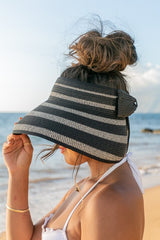 Marled Stripe Roll up Bow Visor king-general-store-5710.myshopify.com