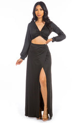 Black Maxi Skirt Crop Top Set king-general-store-5710.myshopify.com