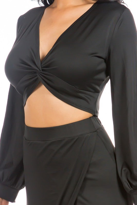 Black Maxi Skirt Crop Top Set king-general-store-5710.myshopify.com