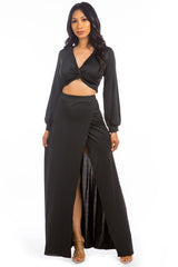 Black Maxi Skirt Crop Top Set king-general-store-5710.myshopify.com