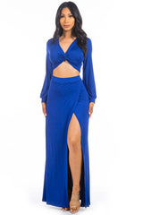 Royal Blue Maxi Skirt Crop Top Set king-general-store-5710.myshopify.com