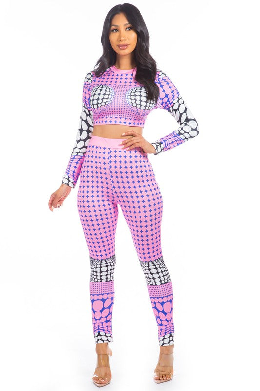 Fuchsia Crop Top Pant Set king-general-store-5710.myshopify.com