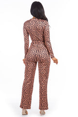 Brown Multi Print Sexy Jumpsuit king-general-store-5710.myshopify.com