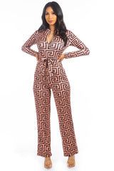 Brown Multi Print Sexy Jumpsuit king-general-store-5710.myshopify.com