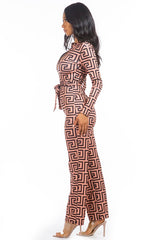 Brown Multi Print Sexy Jumpsuit king-general-store-5710.myshopify.com