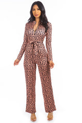 Brown Multi Print Sexy Jumpsuit king-general-store-5710.myshopify.com