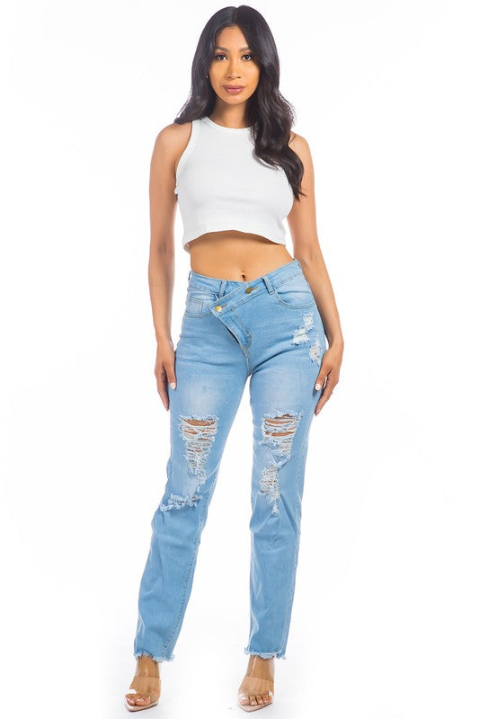 High Waist Front Button Sexy Denim Jeans king-general-store-5710.myshopify.com