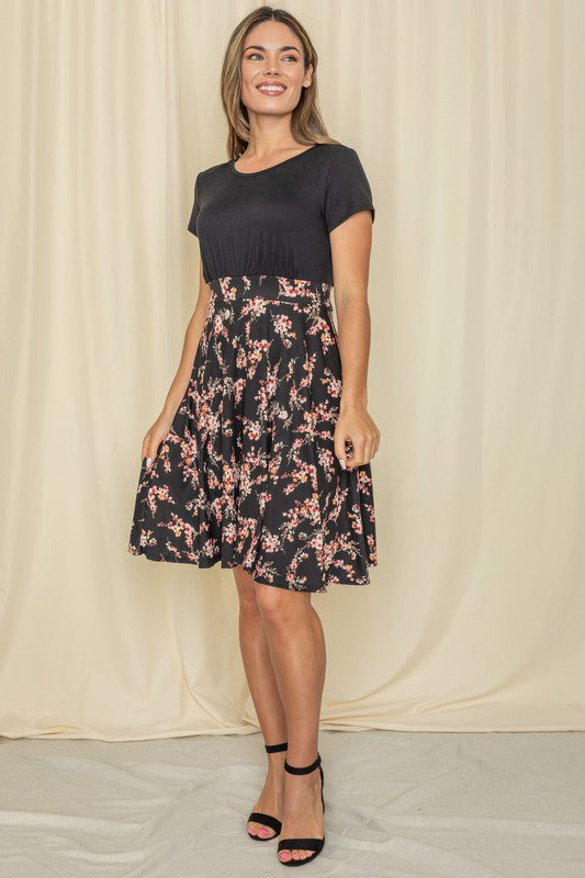 Plus Floral Band Flare Dress king-general-store-5710.myshopify.com