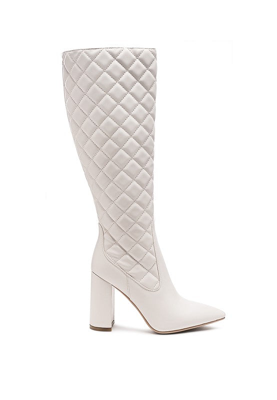 Quilt Knee High Block Heeled Boots king-general-store-5710.myshopify.com