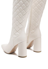 Quilt Knee High Block Heeled Boots king-general-store-5710.myshopify.com