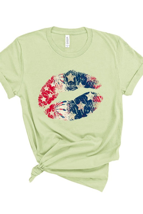 American Flag USA Pouty Lips T-Shirt