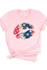 American Flag USA Pouty Lips T-Shirt