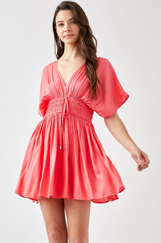 Smocked Waist with Tassel Strap Mini Dress