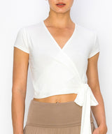 BAMBOO Wrap Cropped Cap Sleeve Top king-general-store-5710.myshopify.com