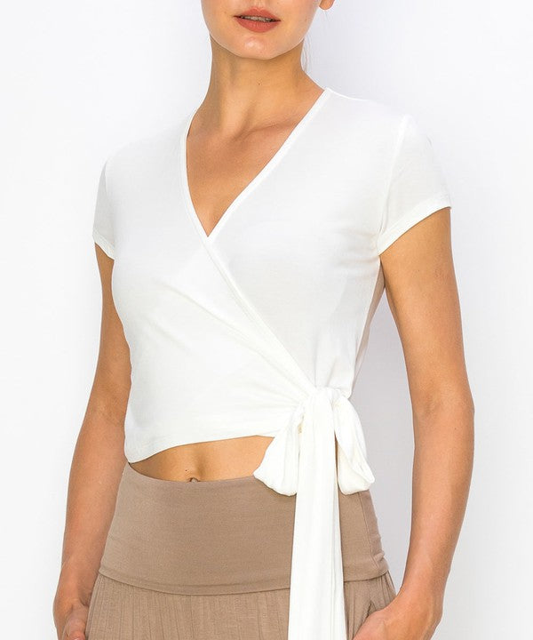 BAMBOO Wrap Cropped Cap Sleeve Top king-general-store-5710.myshopify.com