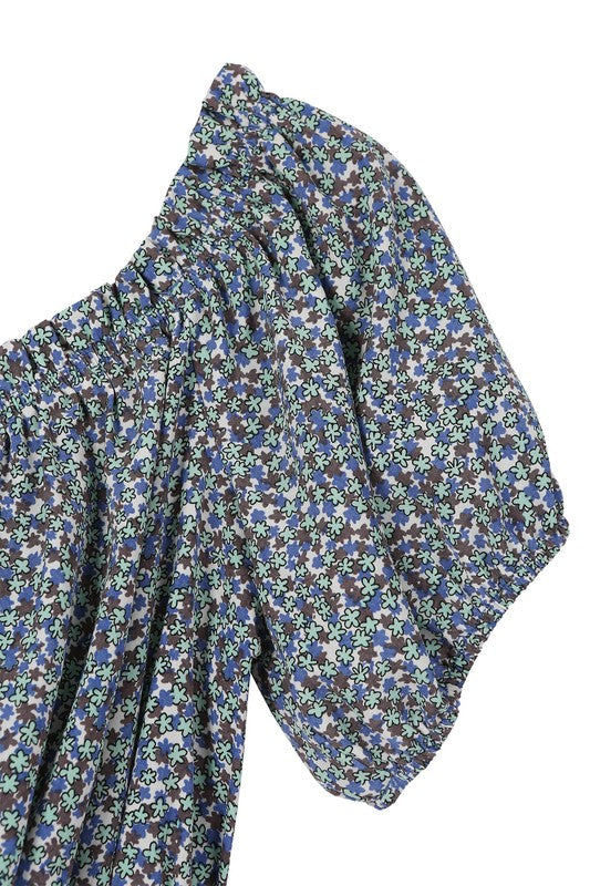 Blue Floral Off Shoulder Top king-general-store-5710.myshopify.com