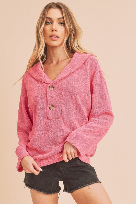 Relaxed Fit Button Front Hanna Pullover