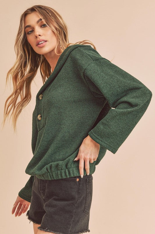 Relaxed Fit Button Front Hanna Pullover