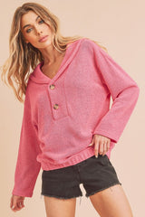 Relaxed Fit Button Front Hanna Pullover