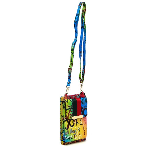 Multi Graffiti Stripe Crossbody Cell Phone Purse king-general-store-5710.myshopify.com