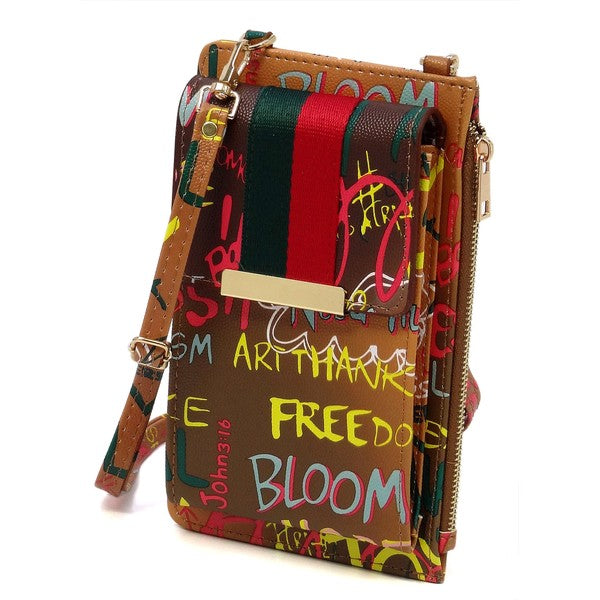 Multi Graffiti Stripe Crossbody Cell Phone Purse king-general-store-5710.myshopify.com