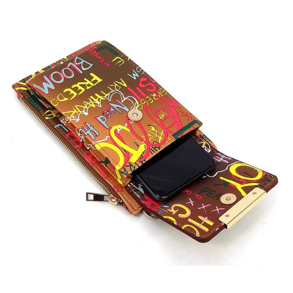 Multi Graffiti Stripe Crossbody Cell Phone Purse king-general-store-5710.myshopify.com