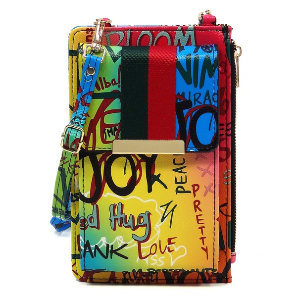 Multi Graffiti Stripe Crossbody Cell Phone Purse king-general-store-5710.myshopify.com