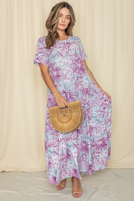 Tropical Tiered Flowy Maxi Dress