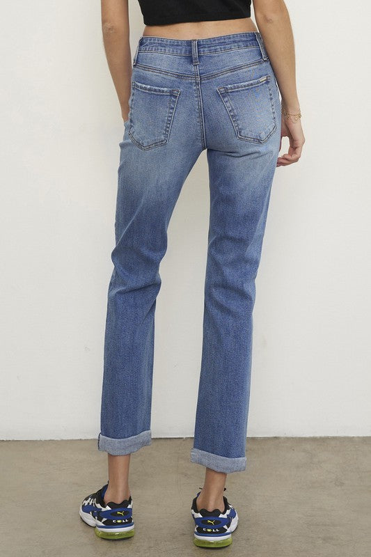 Medium Wash Slim Fit Boyfriend Jeans