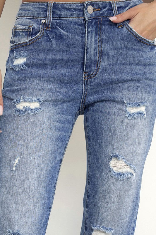 Medium Wash Slim Fit Boyfriend Jeans