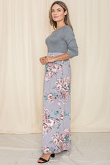 Quarter Sleeve Floral Maxi Dress