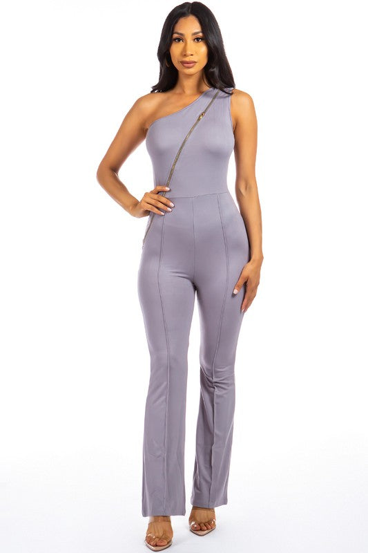 Grey Sexy Zipper Up Jumpsuit king-general-store-5710.myshopify.com