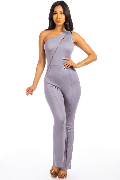 Grey Sexy Zipper Up Jumpsuit king-general-store-5710.myshopify.com