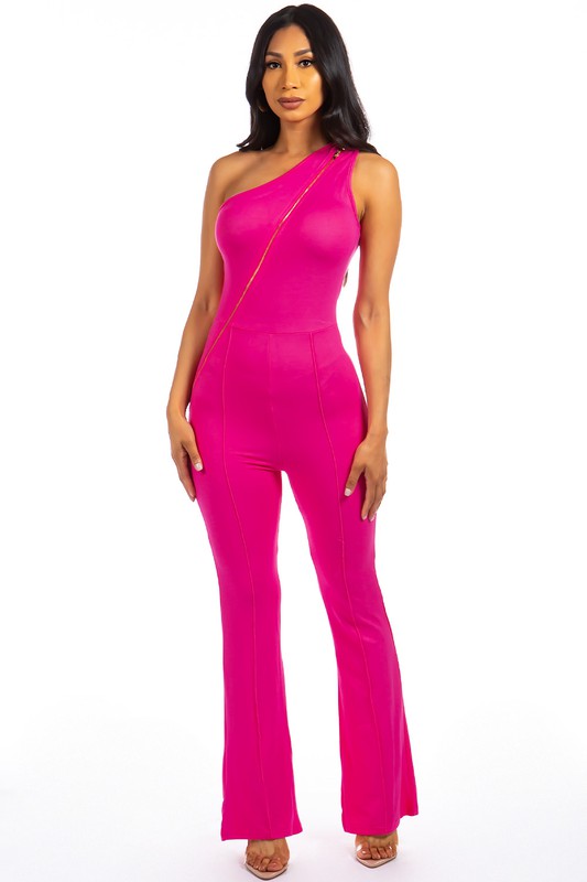 Hot Pink Sexy Zipper Up Jumpsuit king-general-store-5710.myshopify.com