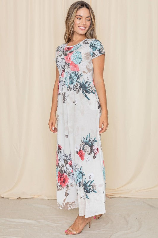 Short Sleeve Floral Maxi Dress