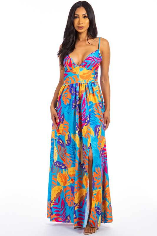 Blue Multi Sexy Maxi Dress king-general-store-5710.myshopify.com