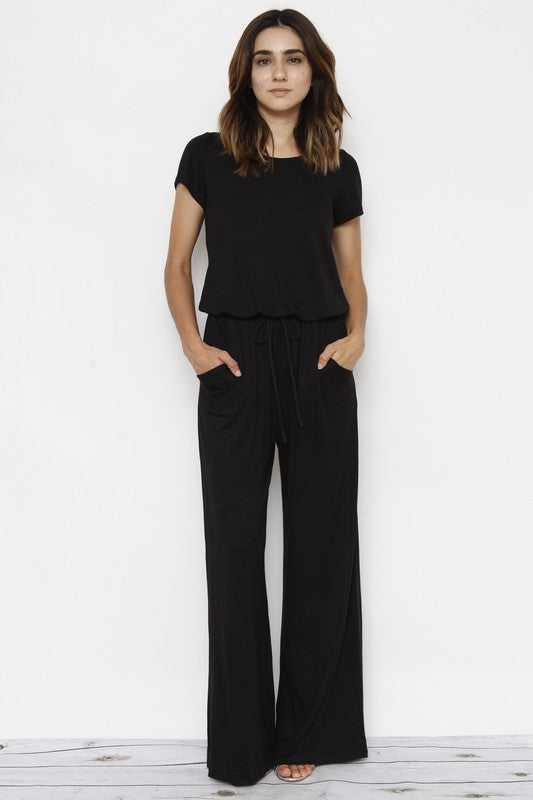 Short Sleeve Jumpsuit with Pocket