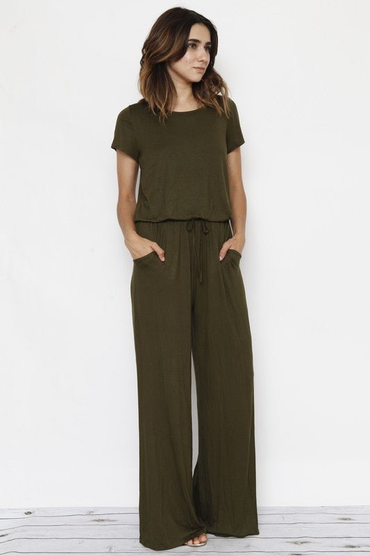 Short Sleeve Jumpsuit with Pocket